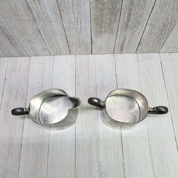 Vtg Queen City Silver CO Genuine Pewter Cream and Sugar Bowl Set 102 Trademarked - Picture 5 of 10